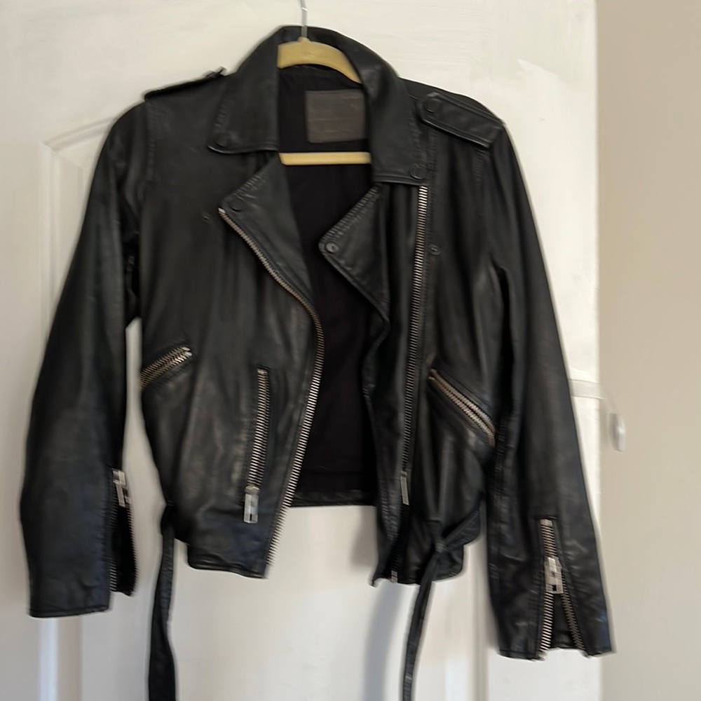 All Saints leather Moto jacket black